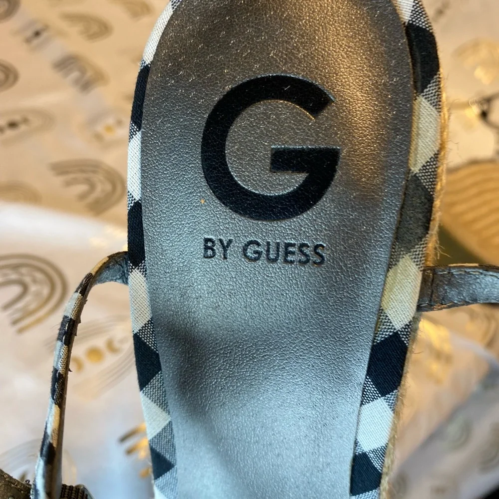 G by Guess Checkered Bow Sandals